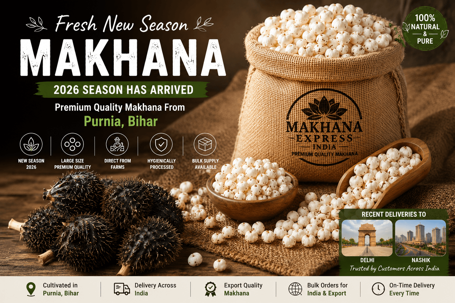 Fresh New Season 2026 Makhana Processing Begins in Purnia, Bihar – Premium Quality Makhana by Makhana Express India