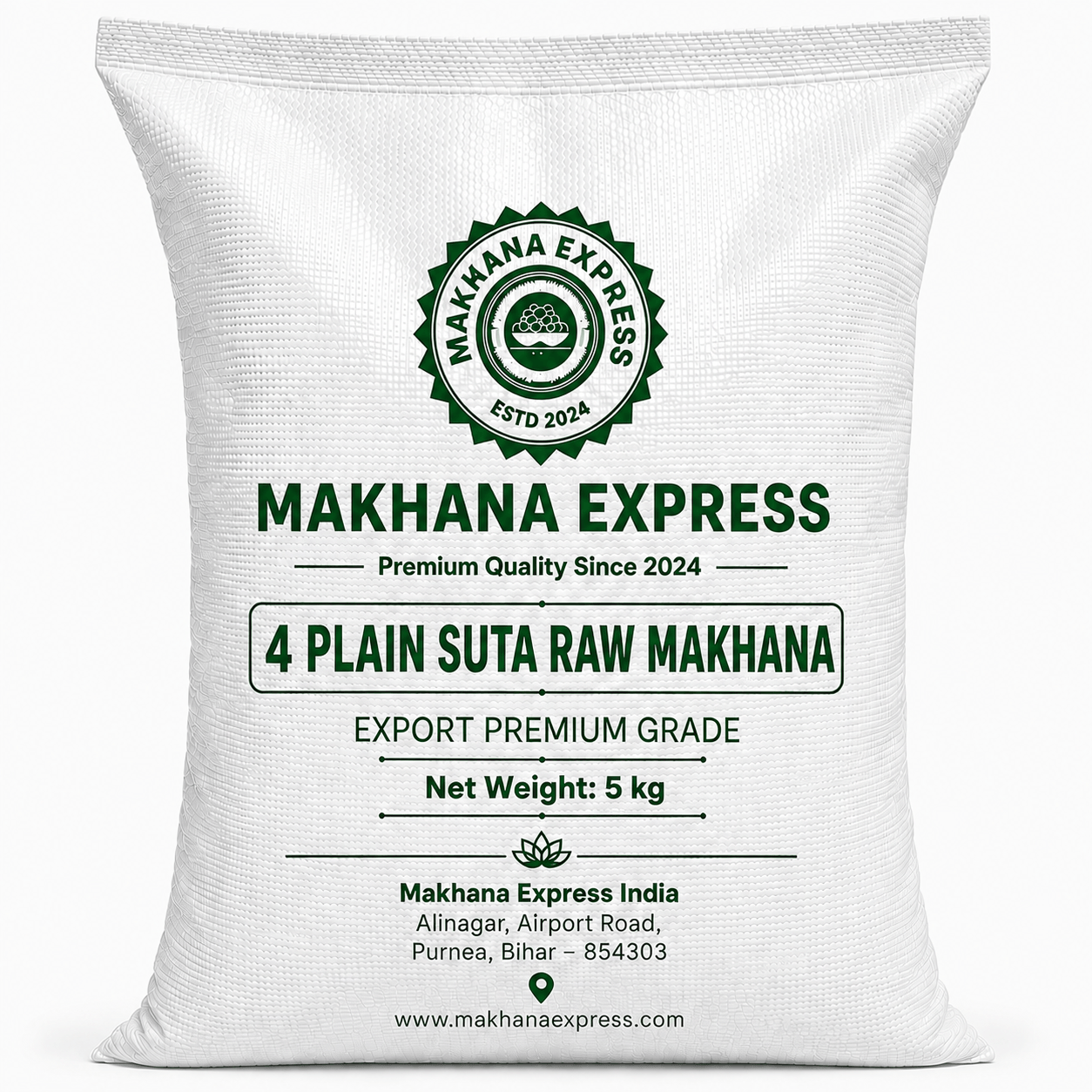 4 Plain Suta Raw Makhana (5 kg)