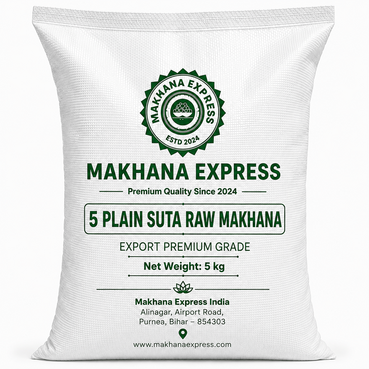 5 Plain Suta Raw Makhana (5 kg)